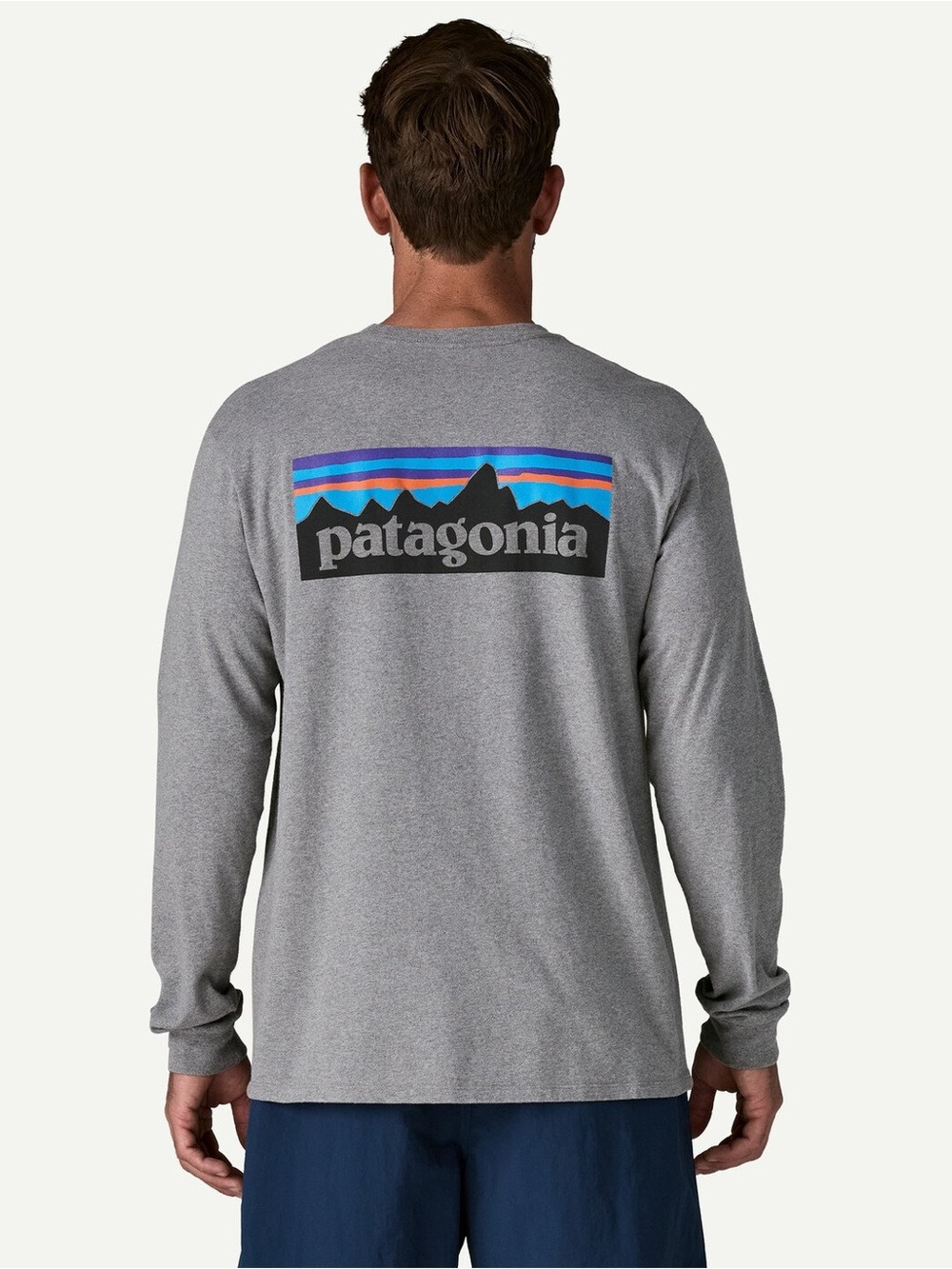 Patagonia Men's Long-Sleeved P-6
Logo Responsibili-Tee in Blue